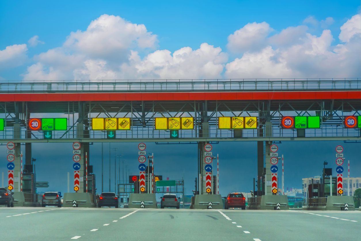 Free-flow motorway toll gantry in Italy with Tollhopper electronic toll box